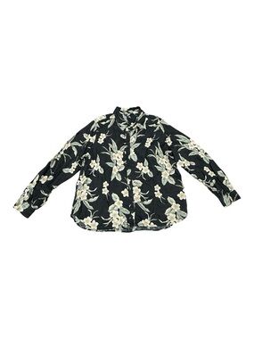 Lands End Linen Floral Shirt Size L